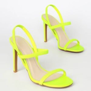 Neon Green/Yellow Strappy High Heel Sandals